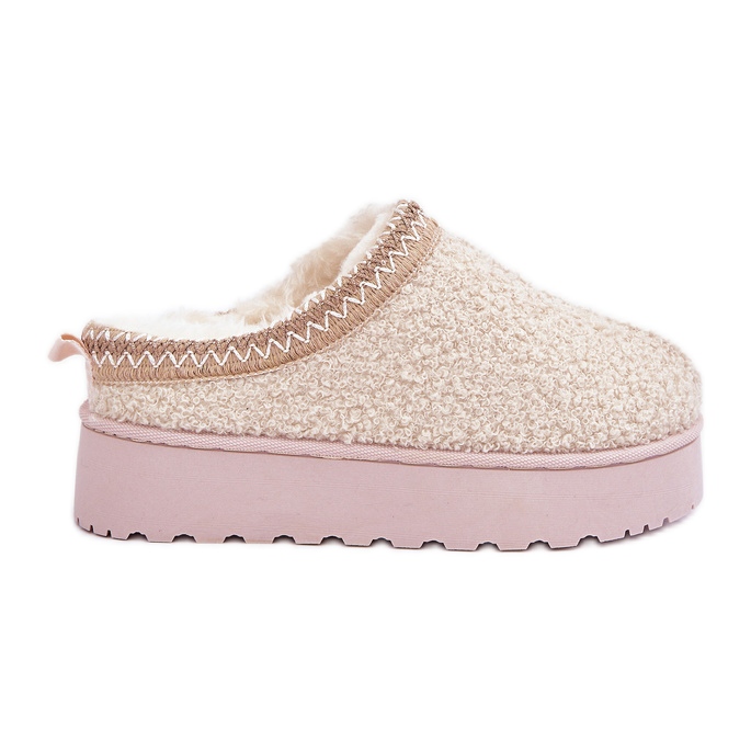 Ženske čizme za snijeg s platformom i vezom, svijetlo bež