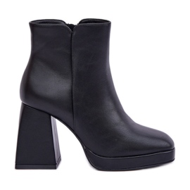 Crne gležnjače na visoku petu od eko kože crna