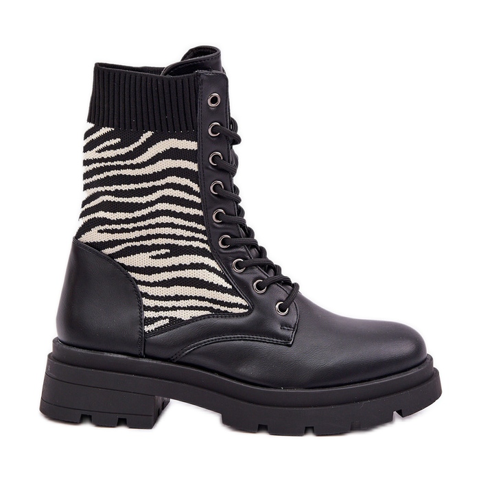 Ženske radničke čizme sa Zebra čarapom, crne crno