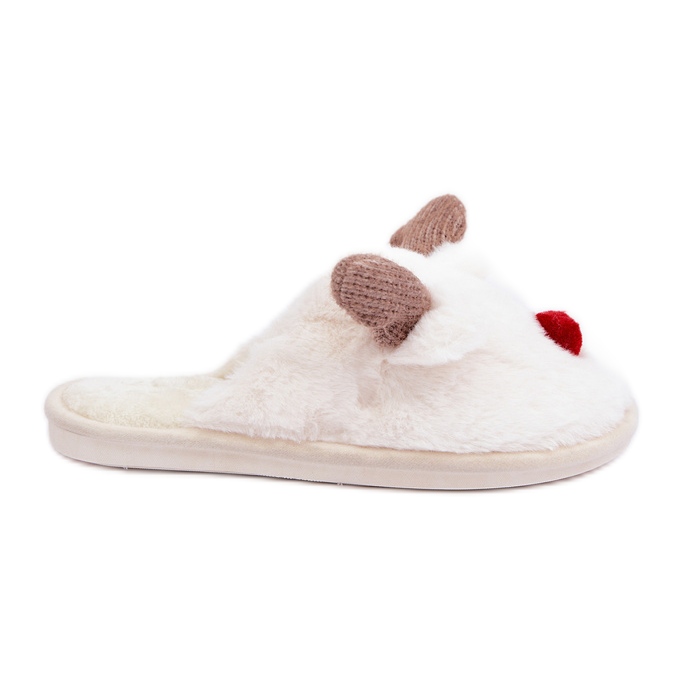 Ženske krznene papuče s motivom sobova, bijele bijela