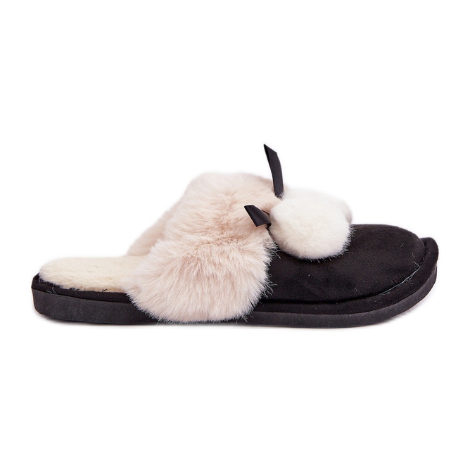 Ženske papuče s krznom, crne crno