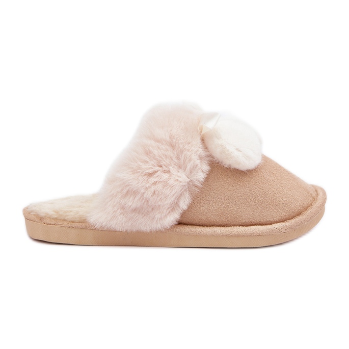 Bež ženske papuče s krznom
