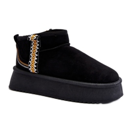 Ženske crne čizme za snijeg s platformom od brušene kože crna