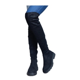 Crne duge čizme s ravnim potplatom Tromi - Solea crna