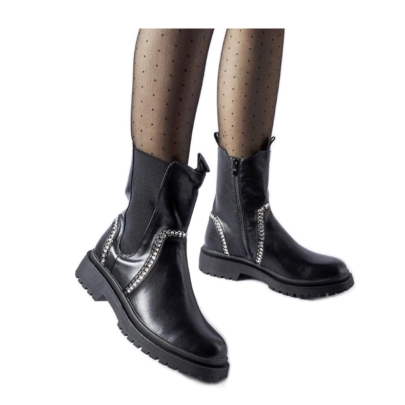 Crne gležnjače ukrašene cirkonima Anastasio - Solea crno