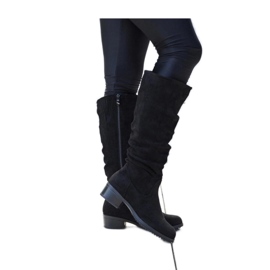 Crne zgužvane Angelico čizme od eko brušene kože - Solea crno