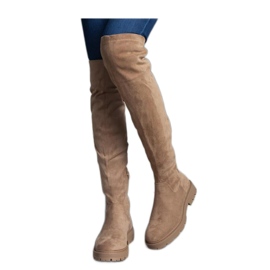 Smeđe duge čizme s ravnim potplatom Tromi - Solea smeđa