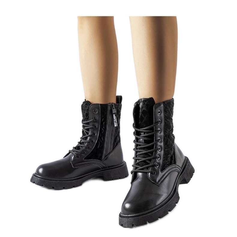 Crne čizme ukrašene Jalbert - Solea prošivanjem crno