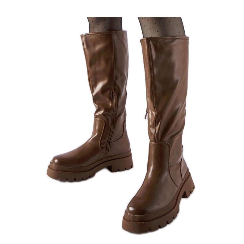 Smeđe ravne klasične čizme Christien - Solea smeđa