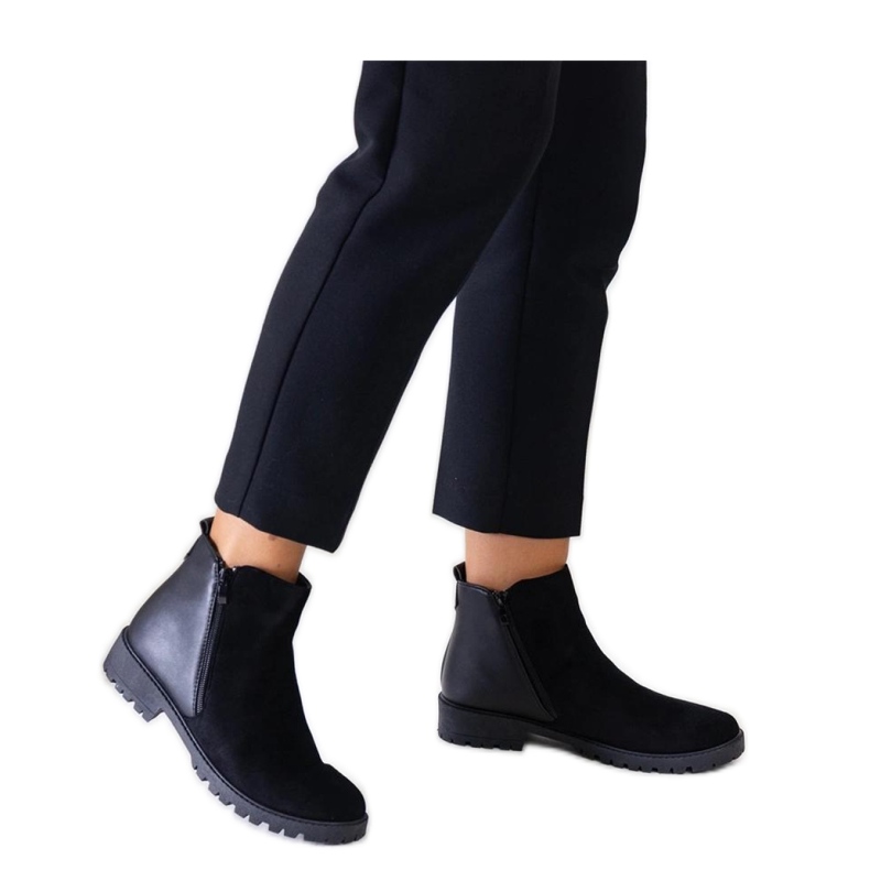 Crne gležnjače s platformom od eko brušene kože Kirla - Solea crno