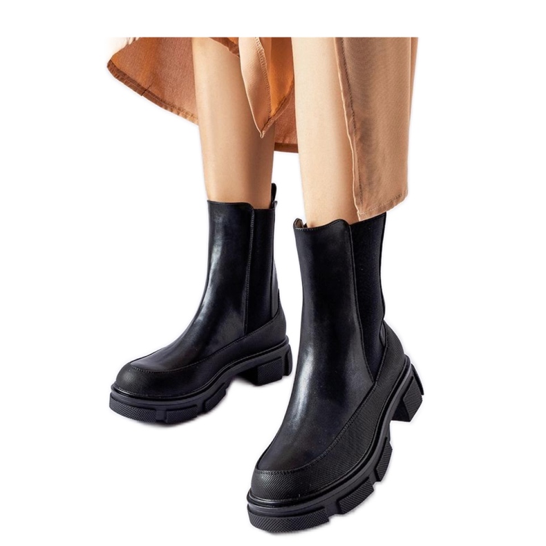 Crne gležnjače s elastičnim gornjištem Faisal - Solea crno