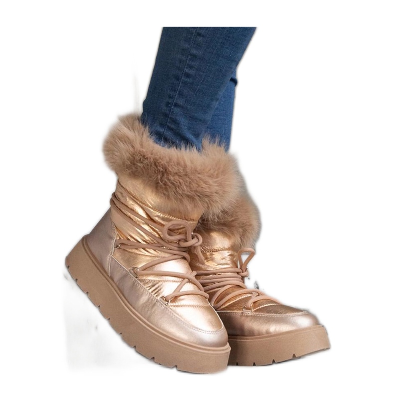 Bež izolirane čizme za snijeg s krznom Arilla - Solea