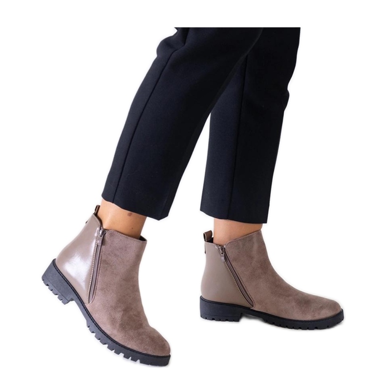 Smeđe čizme na platformu od eko brušene kože Kirla - Solea smeđa