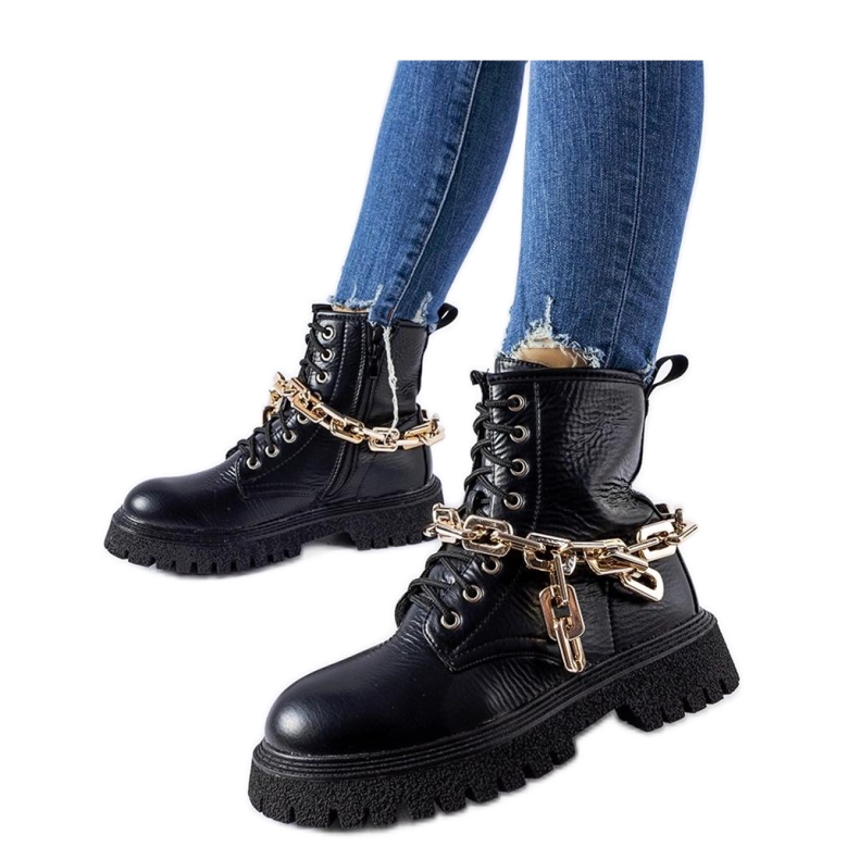 Crne čizme s lancem Bowling - Solea crno