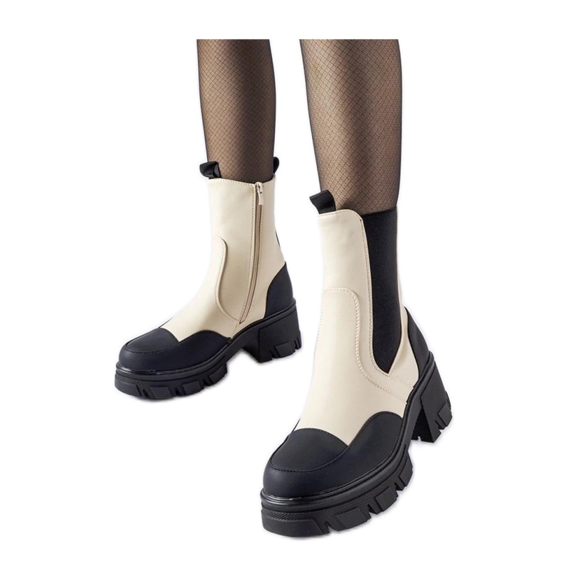 Bež i crne masivne gležnjače Mafalda - Solea