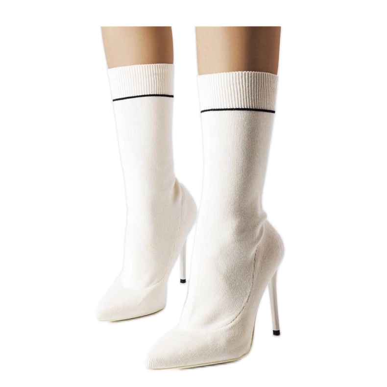 Bijele sock gležnjače s visokom petom Pelletier - Solea bijela