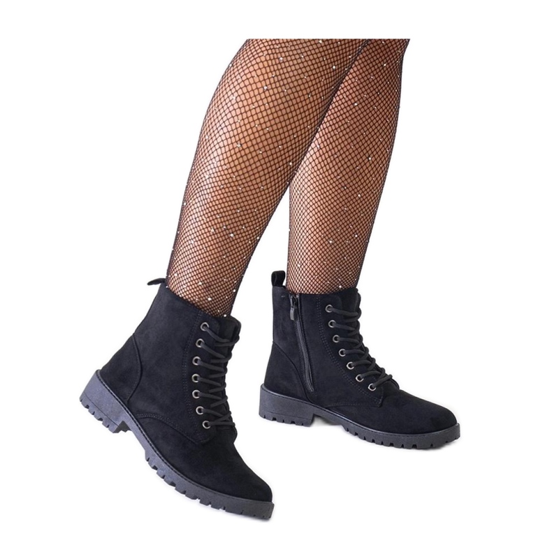 Crne radničke čizme od eko antilop kože crno