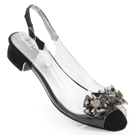 Sabatina Crne prozirne ravne sandale s kamenčićima iz Sabatine crna