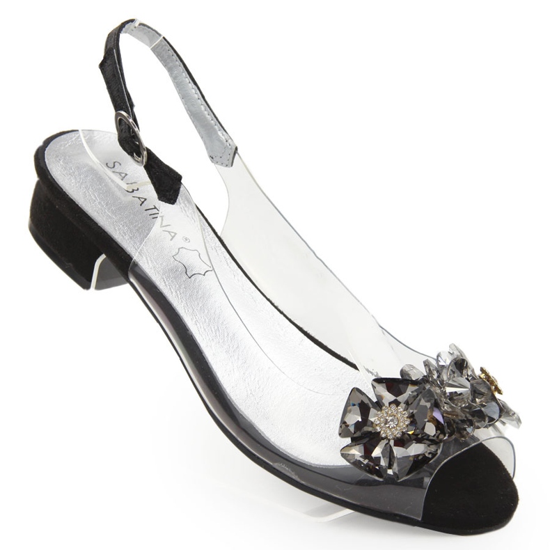 Sabatina Crne prozirne ravne sandale s kamenčićima iz Sabatine crno