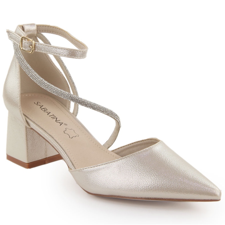 Sabatina Ženske sandale na špic sa cirkonima, zlatne Sabatine zlatna