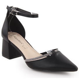 Black Sabatina ženske sandale na špic s kubnim cirkonima crna