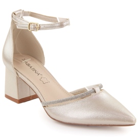 Ženske sandale na špic sa zlatnim Sabatina cirkonima