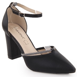 Black Sabatina ženske sandale na visoku petu s kubnim cirkonima crna