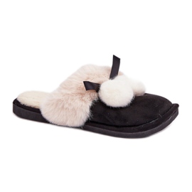 Ženske papuče s mekim krznom crna