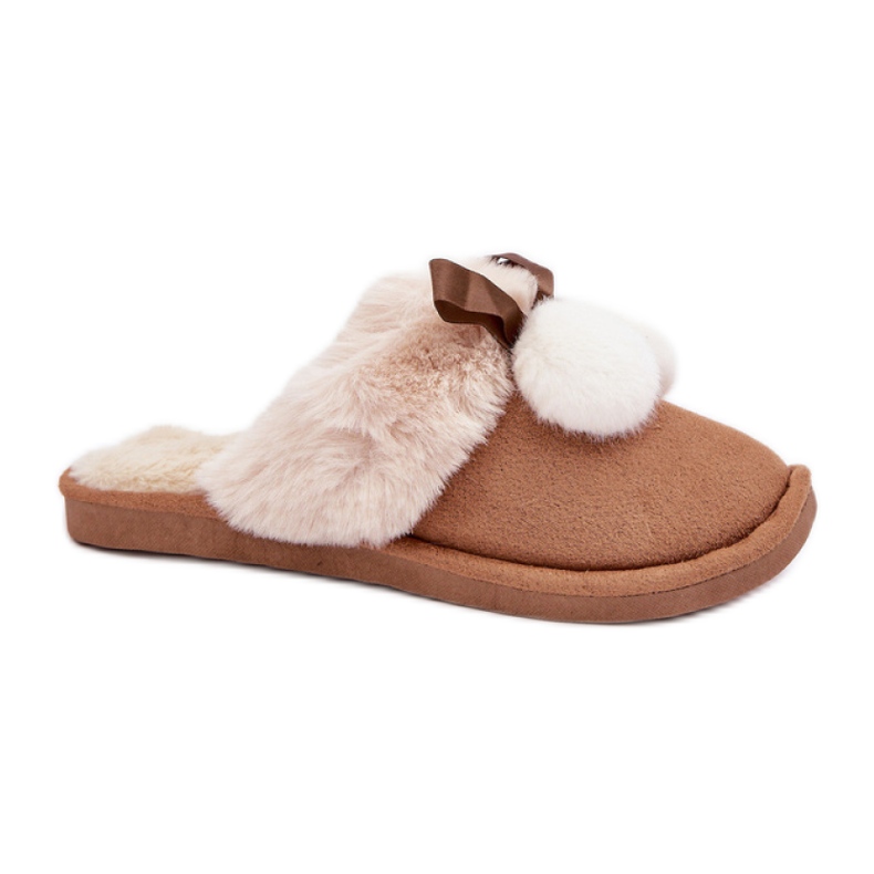 Ženske papuče s mekim devinim krznom smeđa