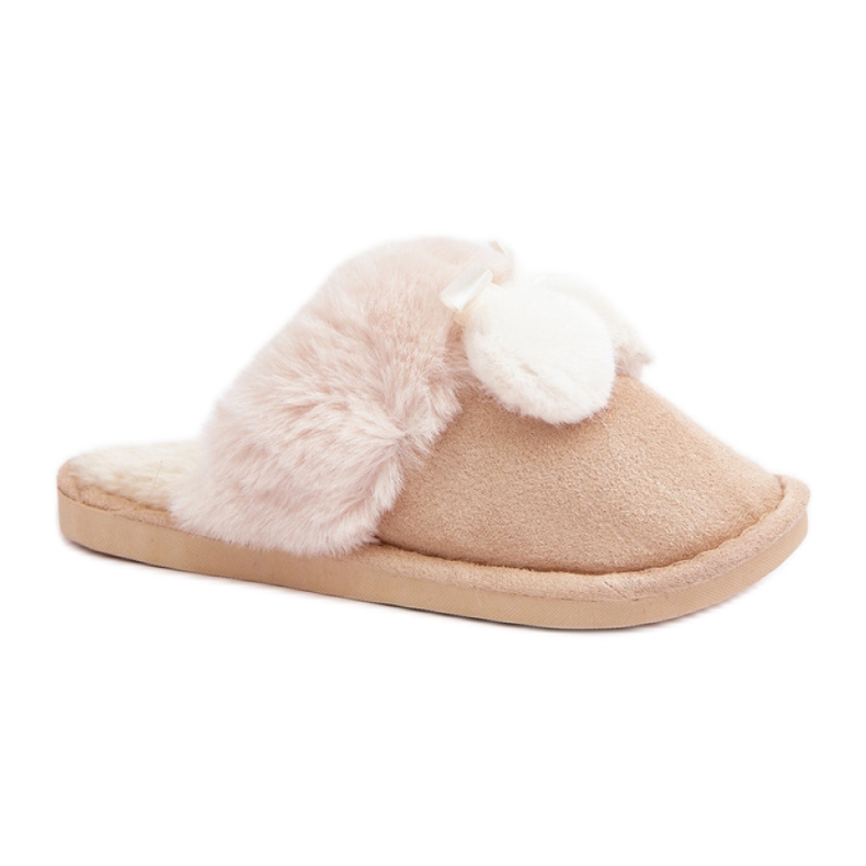 Ženske papuče s mekim krznom bež