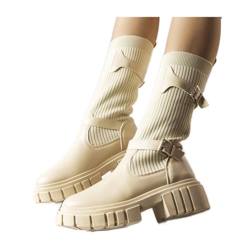 Bež elegantne čizme s fleksibilnim gornjištem Ida - Solea