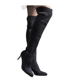 Crne čizme slip-on na visoku petu s elastičnim gornjim dijelom crna