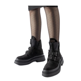 Crne gležnjače s platformom i kopčama crna