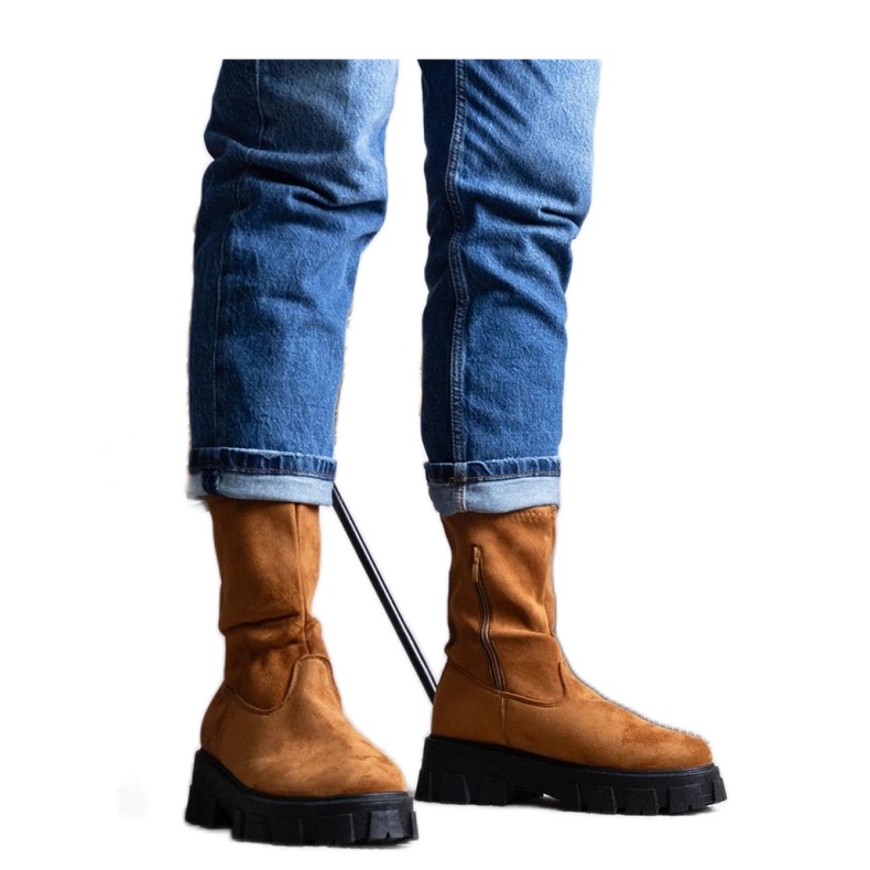 Smeđe gležnjače s platformom smeđa