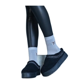 Čizme za snijeg s platformom i izvezenim uzorkom crna