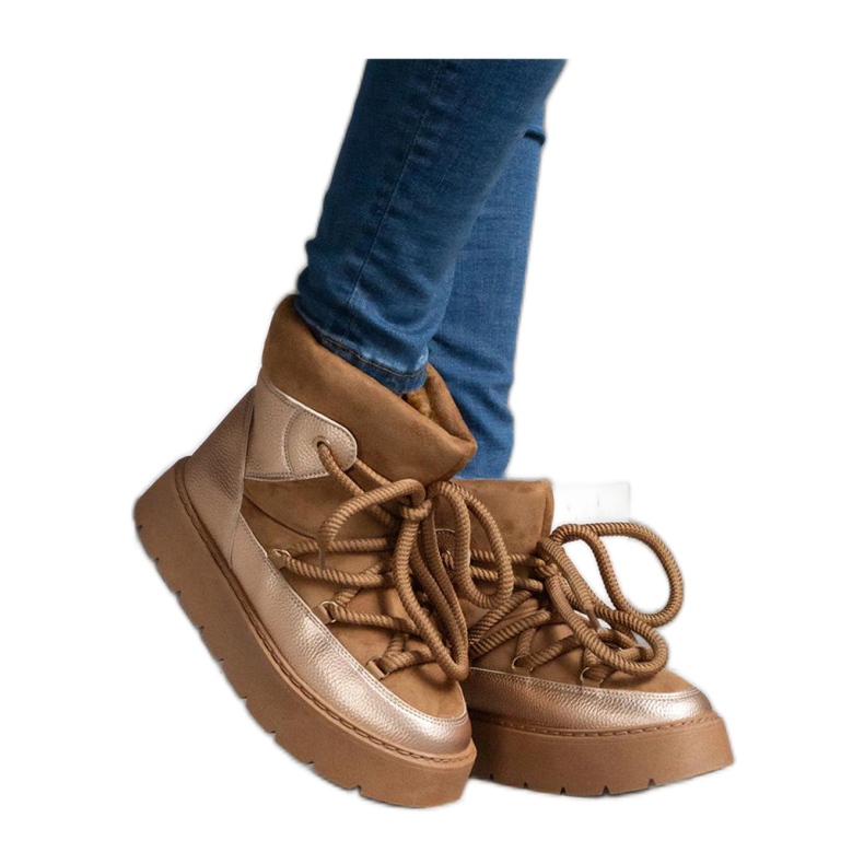 Čizme za snijeg s platformom izolirane krznom smeđa