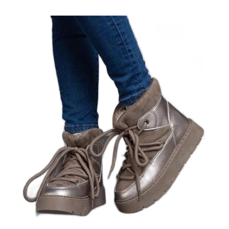 Čizme za snijeg s platformom izolirane krznom bež