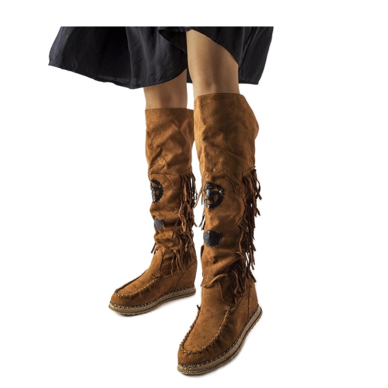 Smeđe čizme na klin s resama smeđa