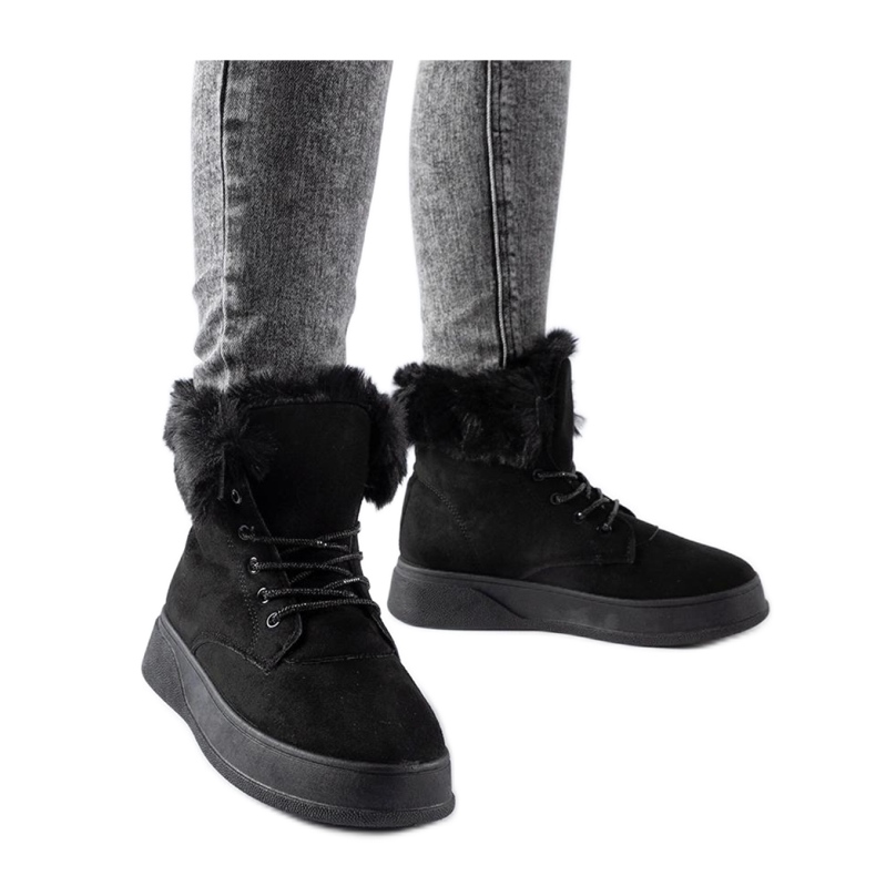 Crne čizme za snijeg s platformom crno