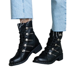 Crne gležnjače na vezanje ukrašene nitnama crna