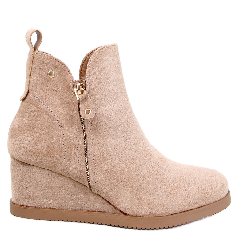 Kaki čizme na klin od brušene kože bež