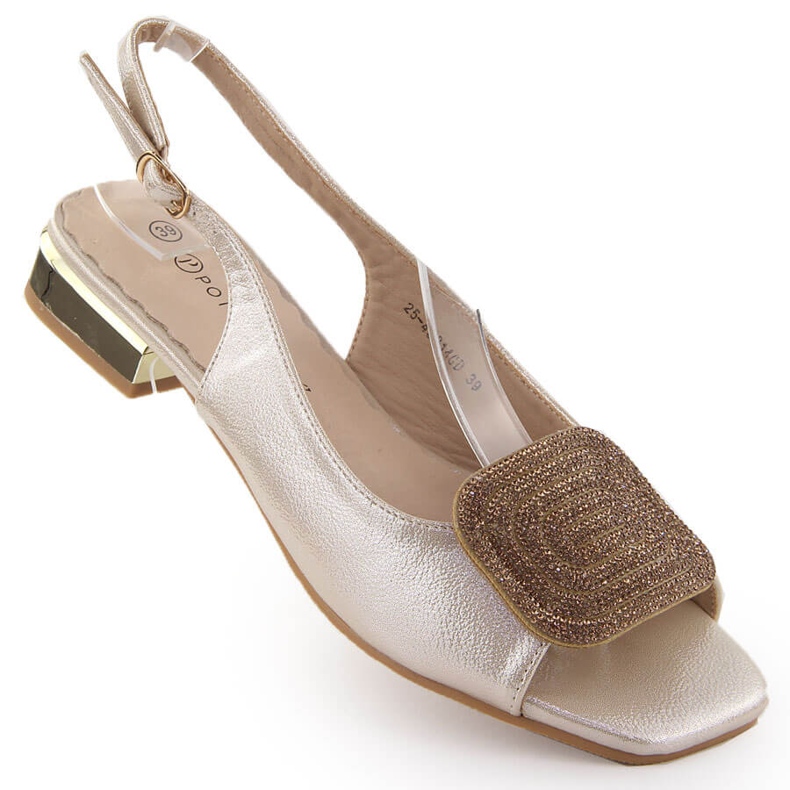 Elegantne ženske sandale sa zlatnim cirkon ukrasom Potocki WS43314 zlatna