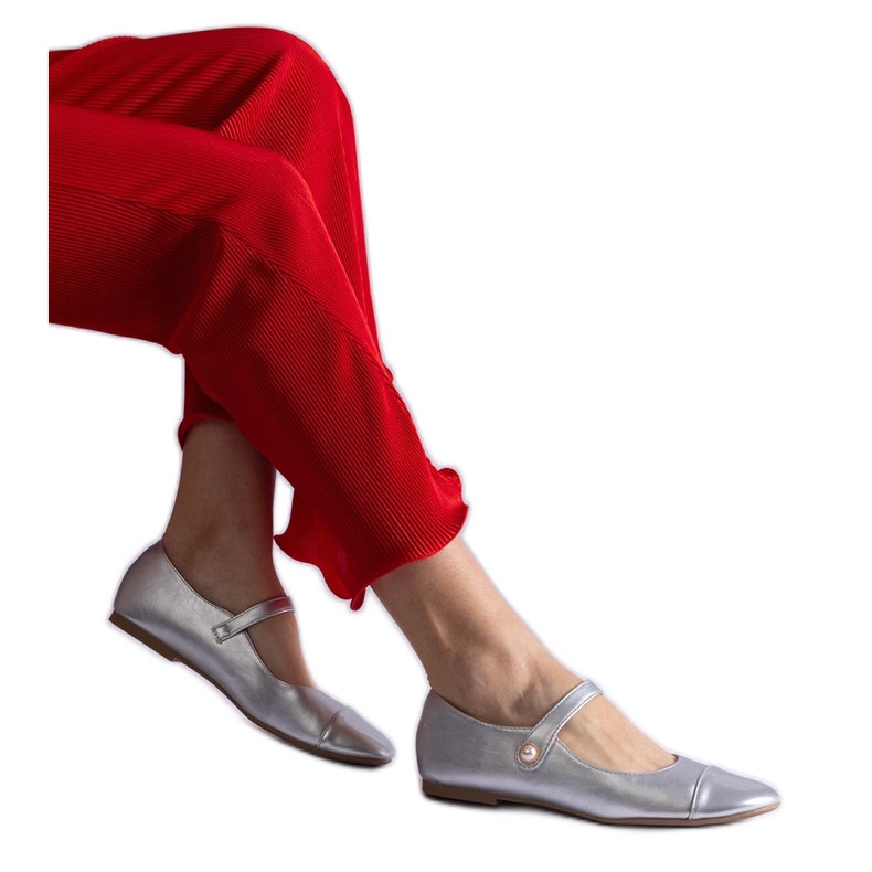 Srebrne balerinke s čičak kopčom srebro