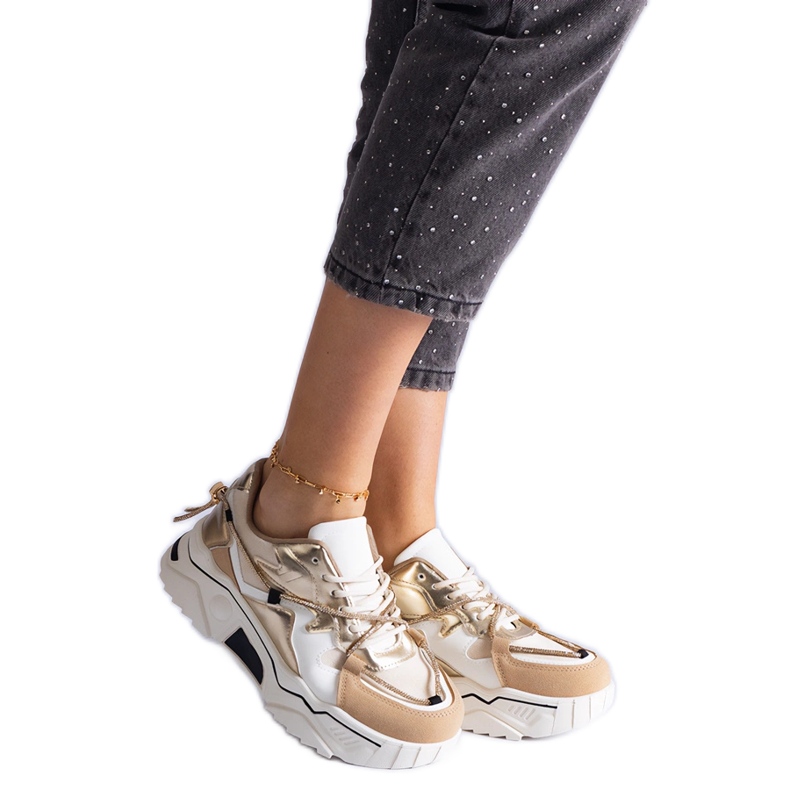 Bež tenisice ukrašene cirkon špagom