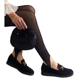 Crne ženske mokasine s Eco Suedeom s lancem crna