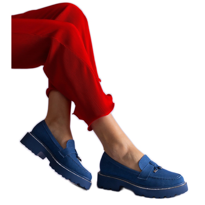 Plavi traper natikači s ukrasom plava