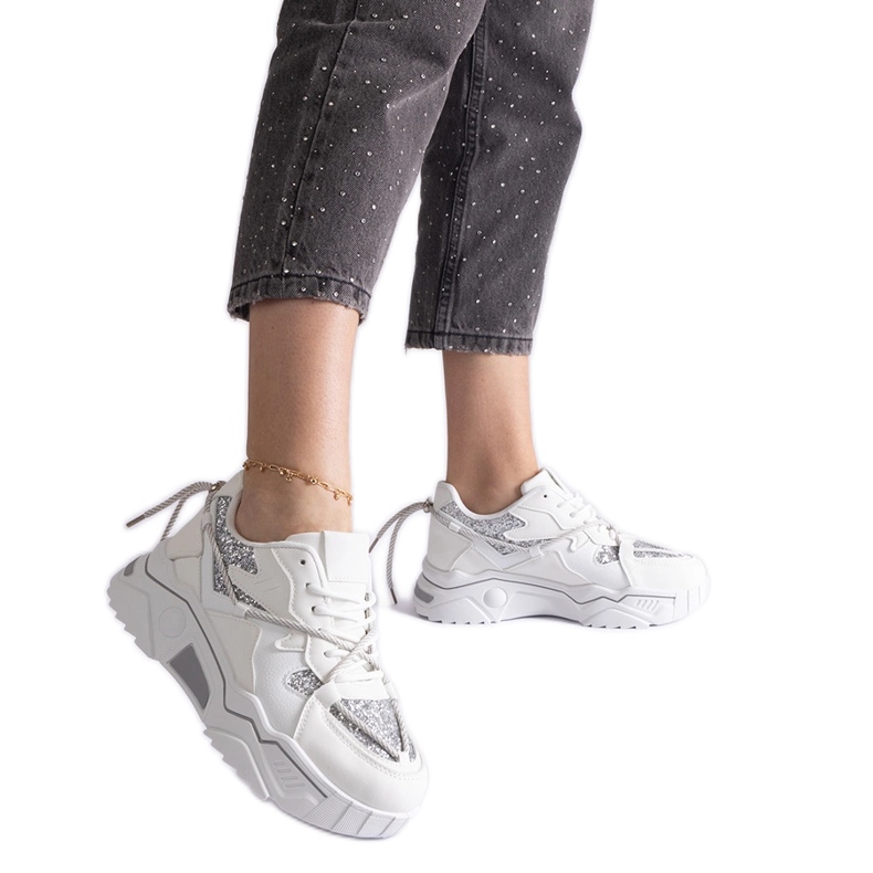 Bijele ženske tenisice sa šljokicama bijela