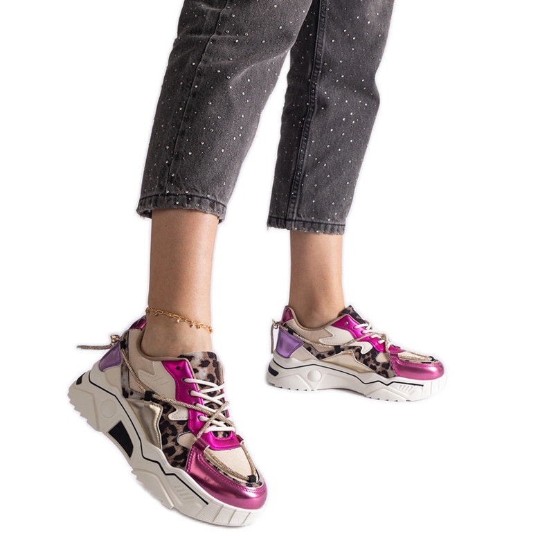 Ružičaste tenisice ukrašene cirkon špagom ružičasta