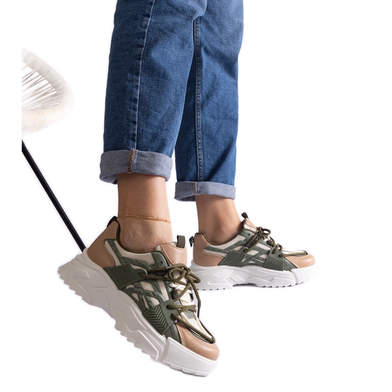 Ženske zelene i bež tenisice