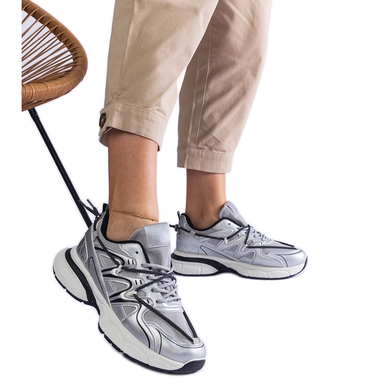 Silver ženske tenisice na ogromnom potplatu srebro